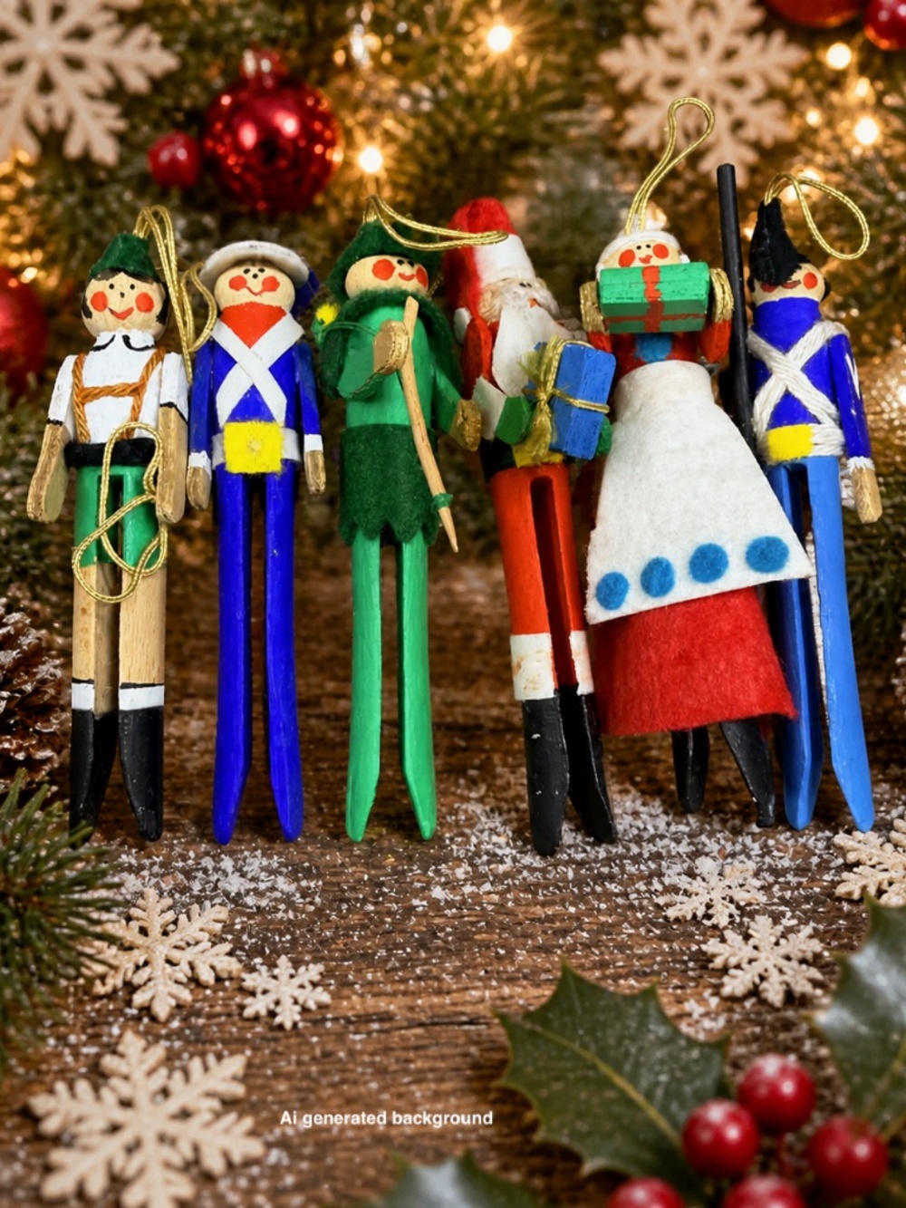 Vintage Clothes Pin Holiday Ornaments
